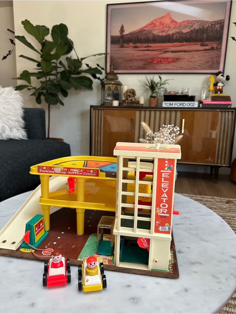 Fisher-Price Yellow and Red Parking Ramp Service Center Toy